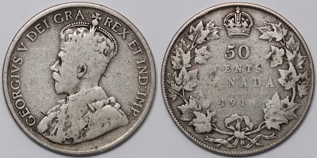 Canada 1918 50 Cents George V KM# 25 World Silver Coin