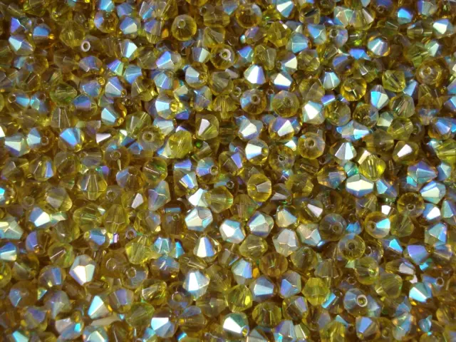 Crystal Glass 6mm Bicone Beads Olive AB 100pc Spacer DIY Jewellery FREE POSTAGE