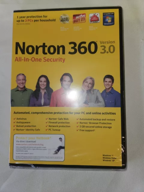 Norton 360 Version 3.0 All In One Security up to 3 Machines 1 Year Brand New