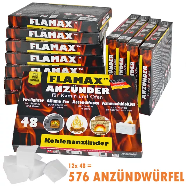 576x Anzündwürfel Kaminanzünder Kohleanzünder Grillanzünder Ofenanzünder Flamax