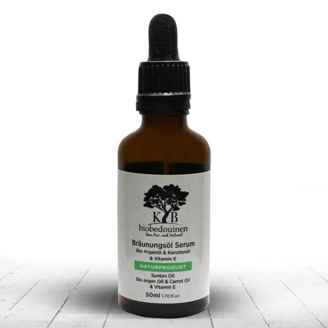 Naturreines Bräunungsöl aus Arganöl & Karotten öl. Hautfreundlich. 50 ml 2