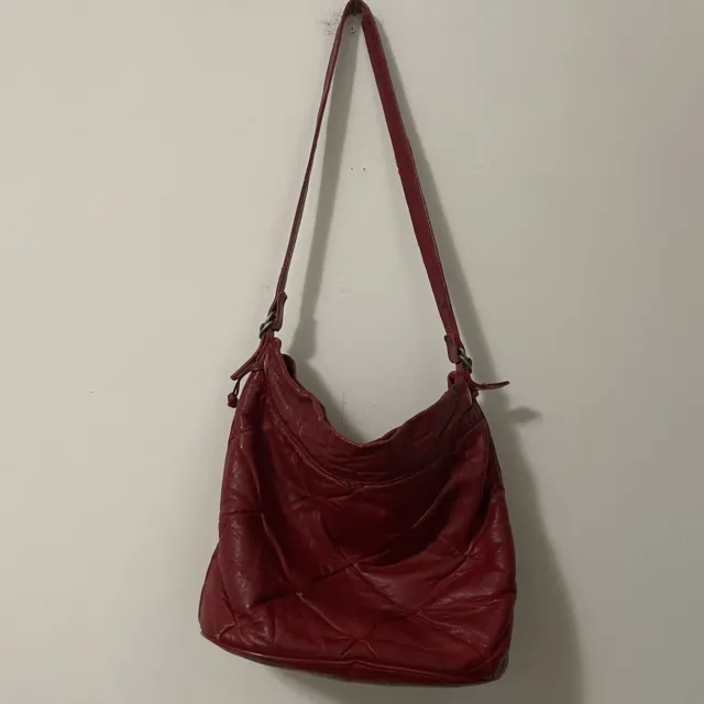 Vintage Fendi Red Leather Quilted Tote Purse Shoulder Bag 80s 90s Made In Italy