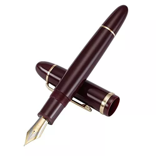 Jinhao X159 Stylo plume #8 Plume moyenne Rouge avec Golden Clip Acrylique Sty...