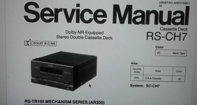 service manual deck piastra a cassette stereo Technics Panasonic RS-CH7 carta a4