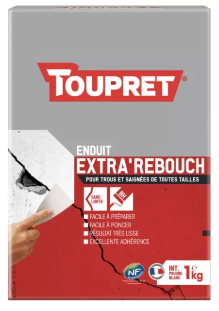 Enduit de rebouchage trous fissures saignées poudre 1kg TOUPRET