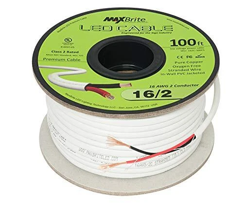 100 Ft. 16awg Low Voltage Led Cable 2 Conductor Jacketed Inwall Speaker Wire Ul