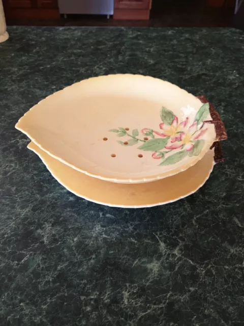 Carlton Ware Handpainted Yellow Apple Blossom Salad Bowl And Tray