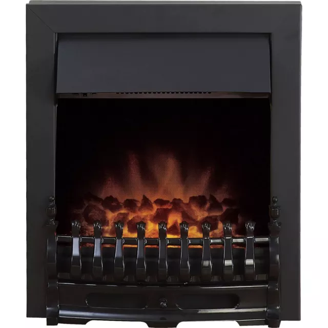 Adam Blenheim Black Inset Electric Fire Coal Heater Heating Real Flame Effect