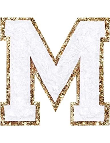 3Pcs Chenille Letter Patches Iron on Patches Glitter Varsity Letter Patches