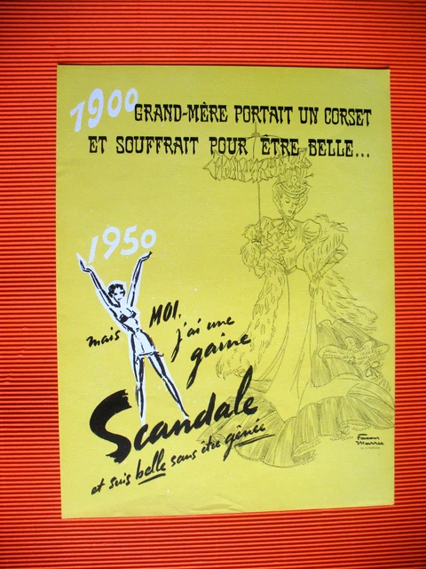 Publicite De Presse Scandale Gaine 1900-1950 Illustration Facon Marrec Ad 1950