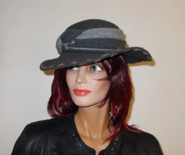 Cappello di feltro tradizionale da donna grafite cappello di lana cappello di feltro di lana cappello da donna