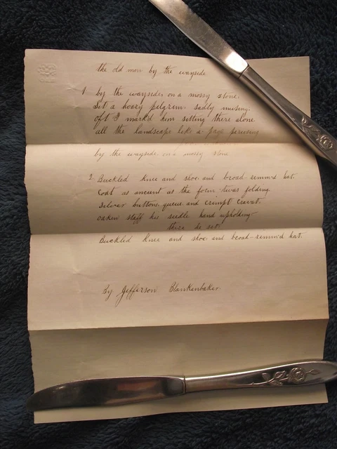 Handwritten copy of a poem by Jefferson Blankenbaker of 62nd missouri?