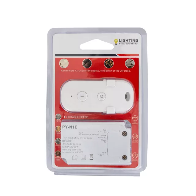 Interruptor Simple con Mando Control Remoto RF Controlador LED ON/OFF por 3