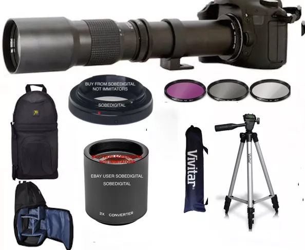 Hd  Telephoto Zoom Lens 500-1000Mm + Backpack + Tripod + Filters  Nikon D3500