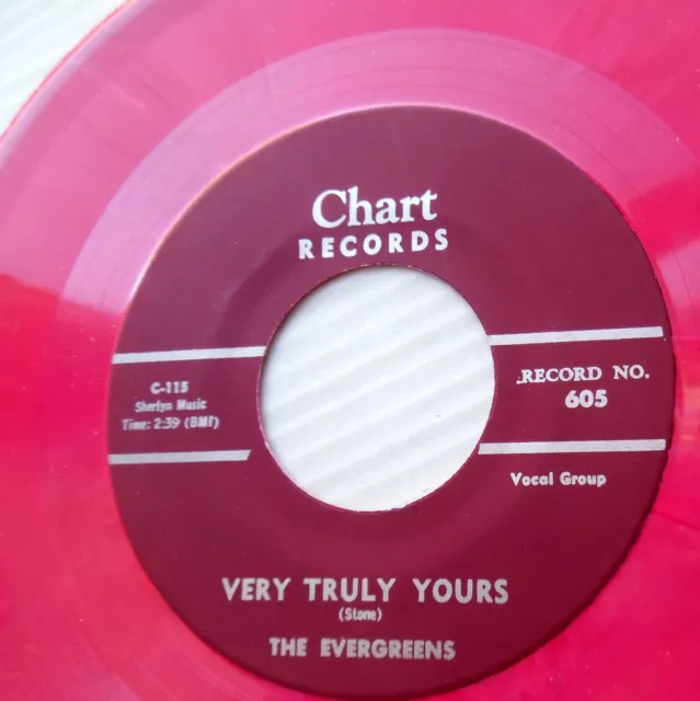 Evergreens Vinile Rosso R&b Repro 45 Very Truly Yours Guitar Player Mint Minus
