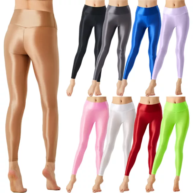 Damen Hosen Seidig Unterwäsche Dünn Strumpfhosen Workout Sweatpants Satin Sport