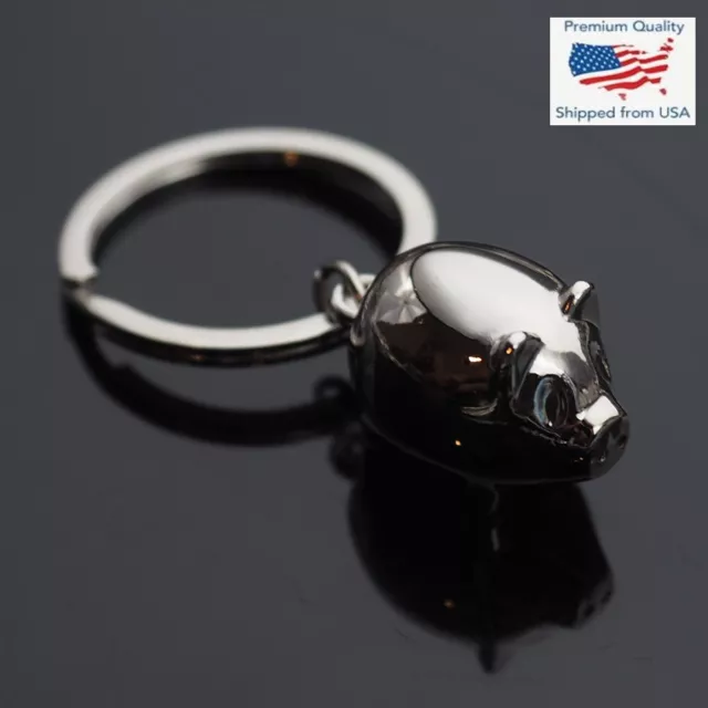 Cute Pig Chrome Charm Pendant Keychain Key Ring Chain Love Gift