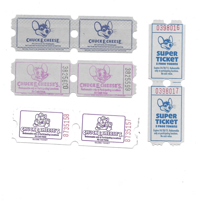 8 Chuck E Cheese Tickets 4 Different 4.99 PicClick