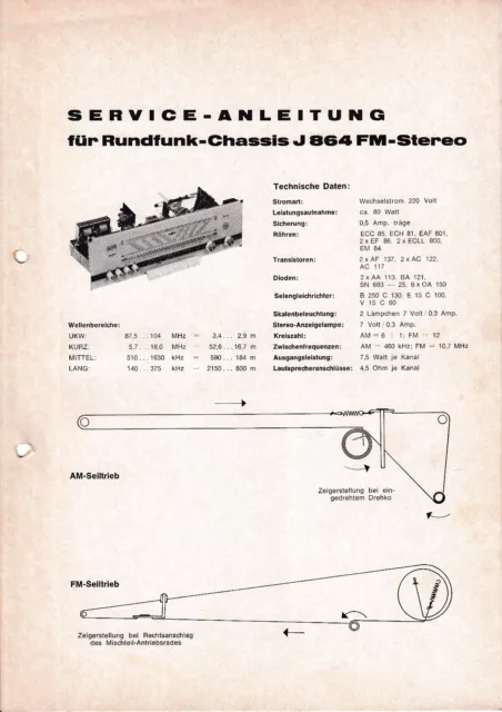 Service Manual-Anleitung für Imperial J 864 FM-Stereo