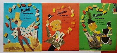 Bonbons PSCHITT  - Lot de 3 PUBLICITE 1962  - AD advertising  715