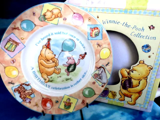 Piatto Winnie The Pooh Disney Porcellana Inglese Royal Doulton Auguri Compleanno