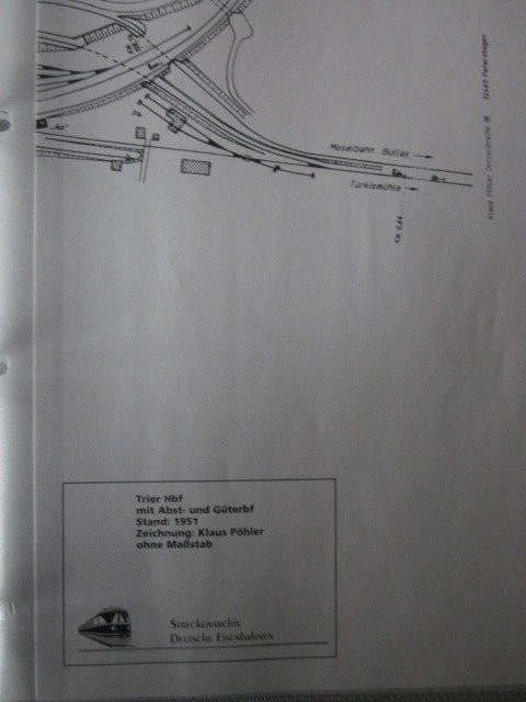 Bahnhof  Gleisplan im Großformat  Trier Hbf mit Anst- und Güterbf 1951