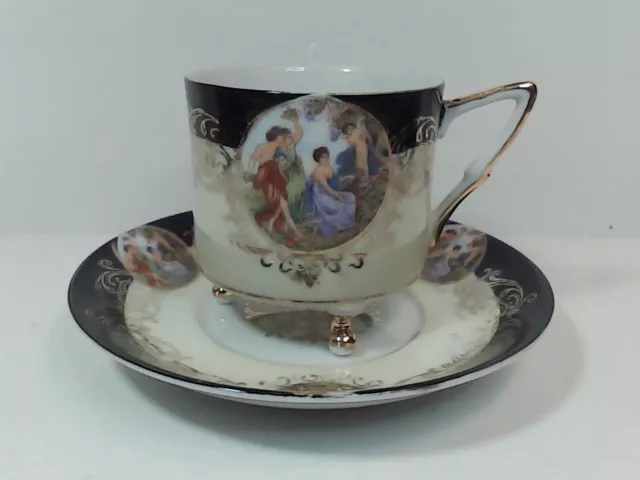 Victorian Royal Halsey L M Very Fine Bone China Footed Tea Cup & Saucer (FC003)