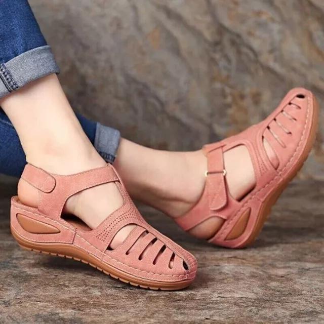 Sandalias De Cuero Moda Para Mujer Zapatos Planas Casual Playa Gladiador Verano
