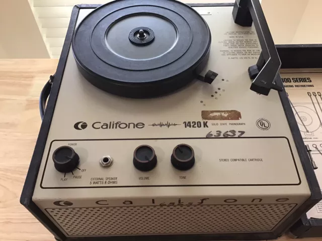 Vintage Califone 1420K Phono Solid State Record Player (16 33 78 45) RPM