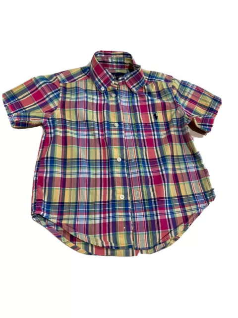 Polo Ralph Lauren Baby Boys 2/2T Toddler Plaid Button-Down Shirt Cotton