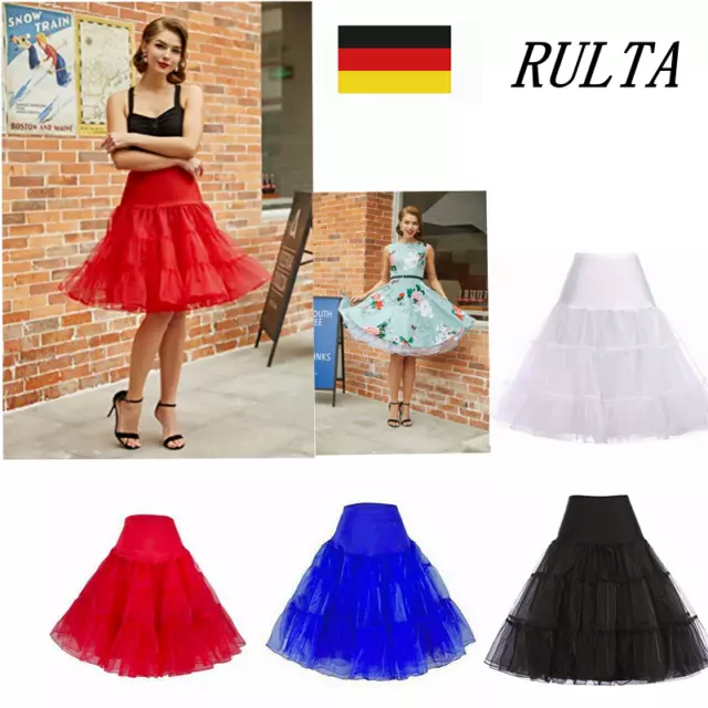 Damen Tide Petticoat Unterrock Rockabilly 50er 60er Jahre Dirndl Röcke Stock J1