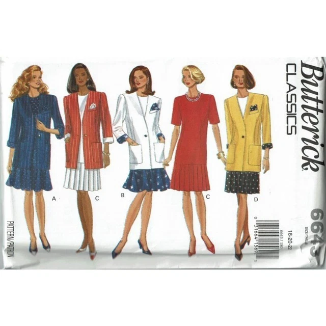 Butterick Sewing Pattern 6643 Jacket Dress Misses Size 18-22