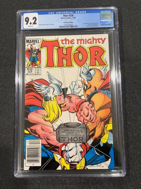 Thor 338, 2nd Appearance Of Beta Ray Bill 1983, CGC 9.2 White, Newsstand