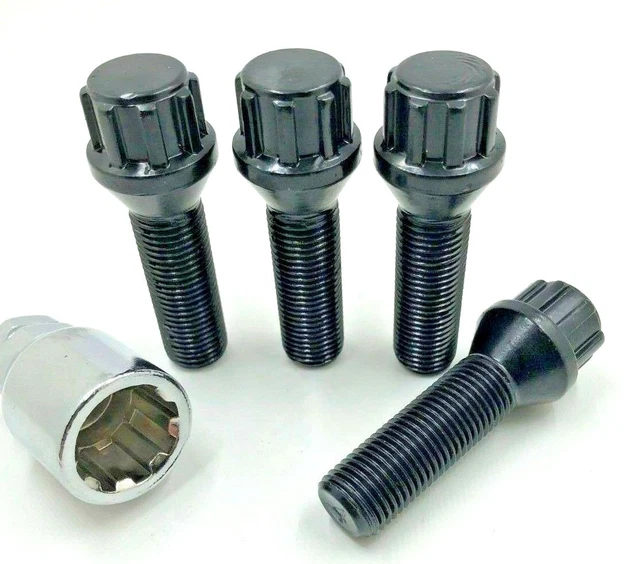Black Locking Wheel Bolts 14x1.25 Nuts for Mini Hatch [F55/F56] 14-16 | UK