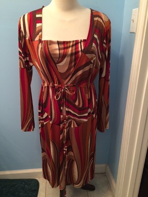 Urban Mango Women's Dress SZ Large, Long Sleeve, Geometric Print NWT
