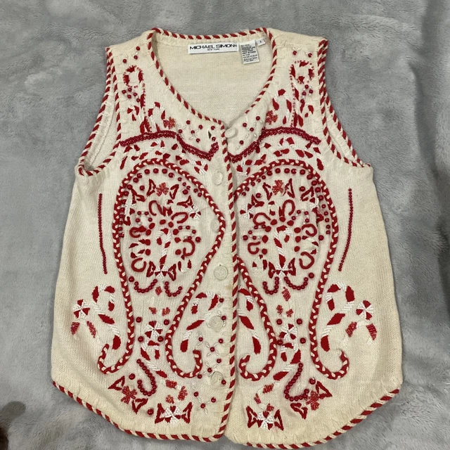 Michael Simon Christmas Sweater Vest Candy Cane Peppermint Christmas Size 2