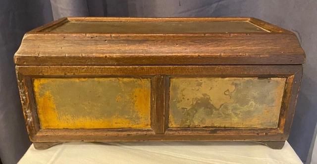 Caja De Madera Y Placas De Cobre Principios Siglo Xx