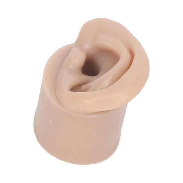 (Sinistra) Pratica modello orecchio in silicone solido riutilizzabile modello orecchio pelle scura