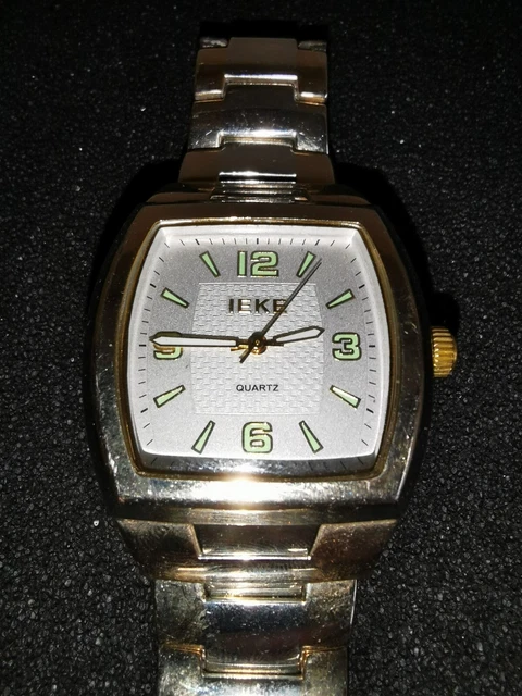 GENTS IEKE QUARTZ Watch with 2 Tone Metal Strap 3 Fold Sprung
