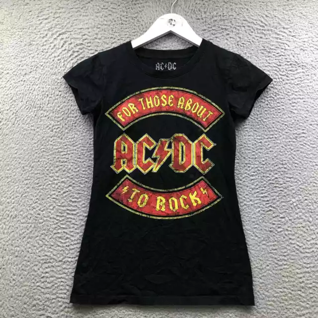 AC DC For Those About To Rock T-Shirt Women's XS Short Sleeve Crew Neck Black