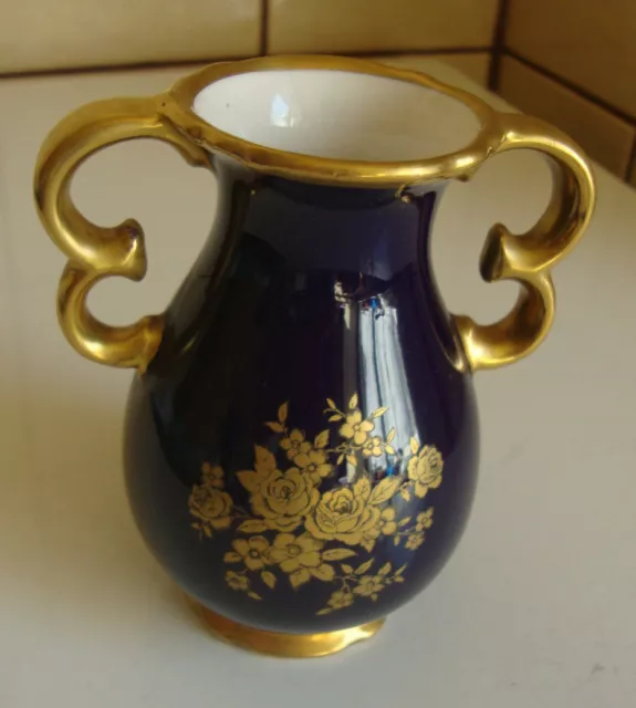 Porzellan Vase Thüringen Unterweißbach Blau echt Kobalt und gold