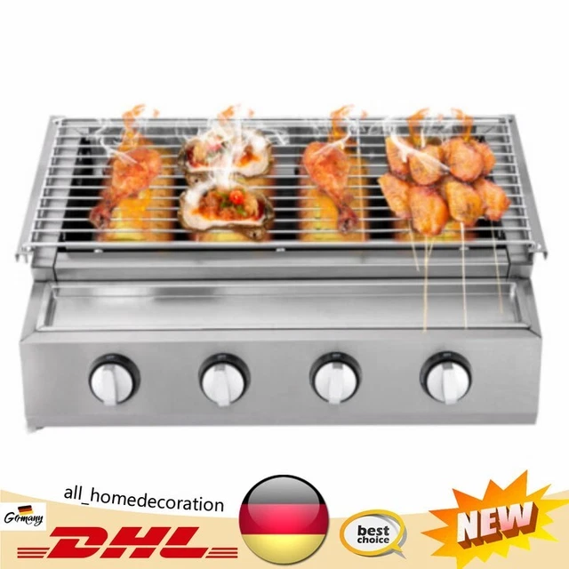 Edelstahl Brenner 4-Flammen LPG Gasgrill Gasbr ter Gas Grill, Gastro Tischgrill