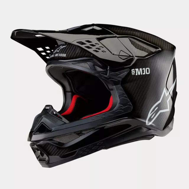 Alpinestars 2024 Supertech SM10 Solid Black Carbon Motocross Helmet MX Quad