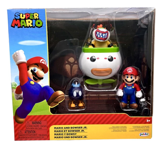 Multipack Action Figure Super Mario Galaxy – 13 Cm, Licenza Ufficiale Jakks Pacific, Con Mario, Luigi, Yoshi E Wonder Bowser Jr.