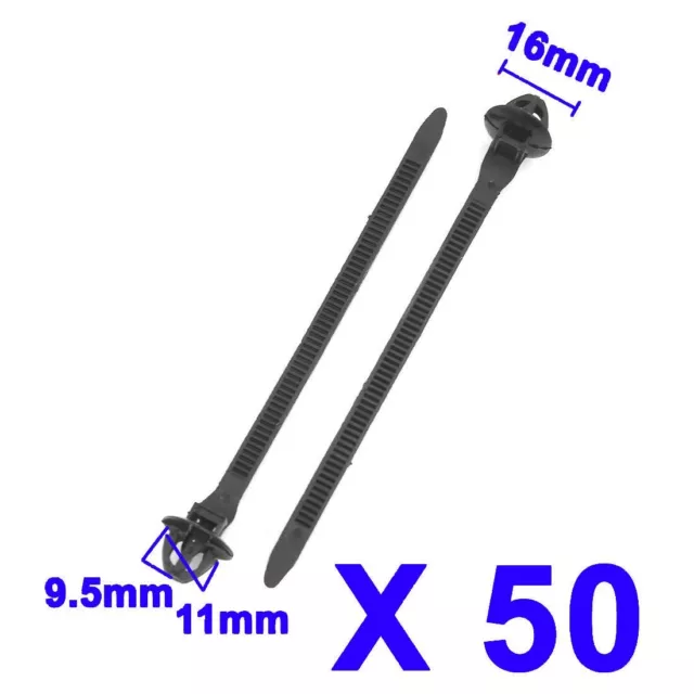 50 Confezione 11 mm Foro Cavo Auto Rimorchio Zip Lacci Avvolgere Rivetti Clip