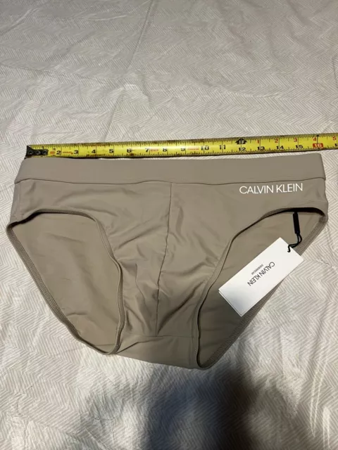 New - Mens Calvin Klein Swim Bikini Brief - Upf 40 - Beige Swimsuit -  Large