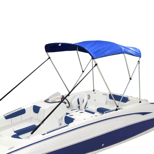 Bimini Top Boat Cover Fabric Replacement Blue with Boot Fits 3 Bow 54"-60"W 3