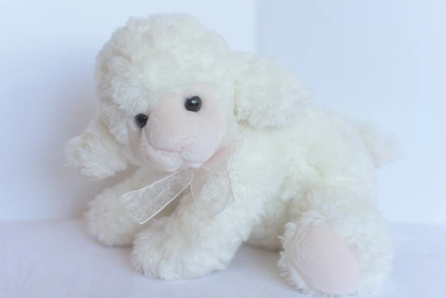 8" Russ Harvest Moon Plush Stuffed White Floppy Lamb w/Pellets (S)