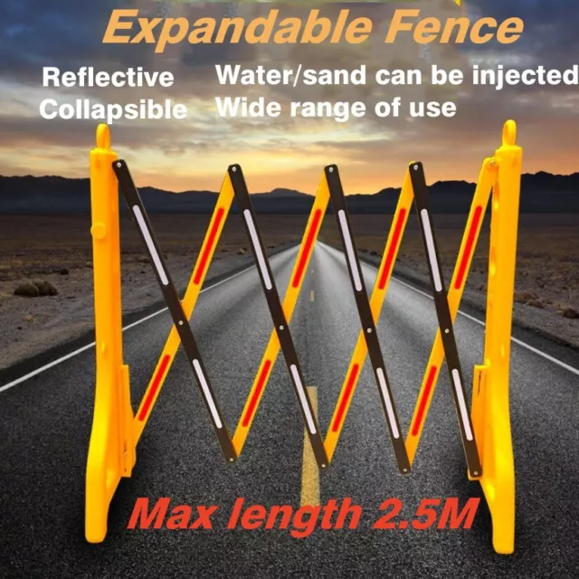 2.5M Expandable Barrier Reflective Barricade Garden Security Isolation Fence