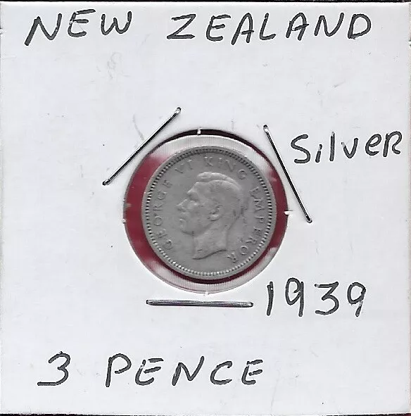 New Zealand State 3 Pence=1/4 Shilling 1939 Two Carved Patu,Maori Short-Handled